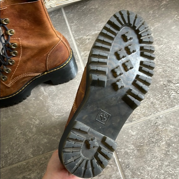 Dr. Martens Brown Leather Leona Boots - Picture 7 of 8